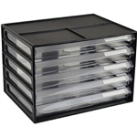 ITALPLAST DOCUMENT CABINET 5 DRAWER 255 X 330 X 230MM A4 BLACK