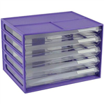 ITALPLAST DOCUMENT CABINET 5 DRAWER 255 X 330 X 230MM A4 GRAPE