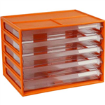 ITALPLAST DOCUMENT CABINET 5 DRAWER 255 X 330 X 230MM A4 MANDARIN