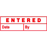 DESKMATE PREINKED MESSAGE STAMP ENTERED DATE AND BY RED