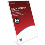 DEFLECTO SIGN HOLDER SLANTED PORTRAIT A4 CLEAR