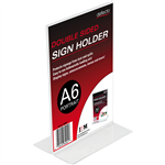 DEFLECTO SIGN HOLDER TSHAPE DOUBLE SIDED PORTRAIT A6 CLEAR