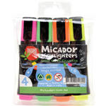 MICADOR ECO HIGHLIGHTER CHISEL ASSORTED PACK 4