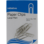 INITIATIVE PAPER CLIP LARGE PLAIN 33MM PACK 1000