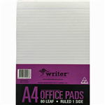 WRITER OFFICE PAD 8MM RULED 50GSM 80 SHEETS A4 WHITE
