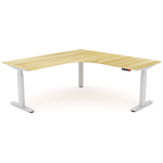 OLG AGILE ELECTRIC TRIPLE 3 COLUMN WORKSTATION LH 1800 X 1800 X 750MM WHITE FRAME NEW OAK TOP