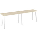 OLG FLARE BAR LEANER 6 LEG WHITE FRAME 3000MM X 750MM NORDIC MAPLE 2PIECE TOP