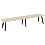 OLG FLARE TABLE 6 LEG BLACK FRAME 3600MM X 1200MM NORDIC MAPLE 2PIECE TOP