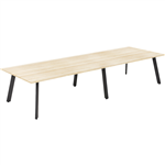 OLG FLARE TABLE 6 LEG BLACK FRAME 3600MM X 1200MM NEW OAK RAVINE 2PIECE TOP