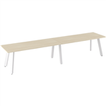 OLG FLARE TABLE 6 LEG WHITE FRAME 3600MM X 1200MM NORDIC MAPLE 2PIECE TOP