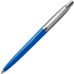 PARKER JOTTER ORIGINALS BALLPOINT PEN MEDIUM BLUE INK MEDIUM STAINLESS STEEL  BLUE TRIM