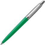 PARKER JOTTER ORIGINALS BALLPOINT PEN MEDIUM BLUE INK MEDIUM STAINLESS STEEL  GREEN TRIM