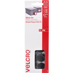 VELCRO BRAND STICKON HOOK AND LOOP DOTS 22MM BLACK PACK 12