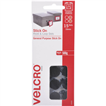 VELCRO BRAND STICKON HOOK AND LOOP DOTS 16MM BLACK PACK 15