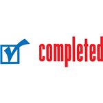 XSTAMPER CXBN 2026 PREINKED MESSAGE STAMP COMPLETED WITH ICON 42 X 13MM REDBLUE