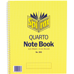 SPIRAX 593 NOTEBOOK 8MM RULED SPIRAL BOUND SIDE OPEN 120 PAGE QUARTO 252 X 200MM