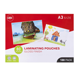 GBC LAMINATING POUCH GLOSS 80 MICRON A3 CLEAR PACK 100