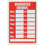 HEADLINE SIGN BUSINESS HOURS 203 X 305MM REDWHITE