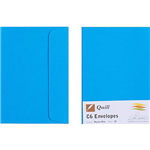 QUILL C6 COLOURED ENVELOPES PLAINFACE STRIP SEAL 80GSM 114 X 162MM MARINE BLUE PACK 25