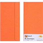QUILL DL COLOURED ENVELOPES PLAINFACE STRIP SEAL 80GSM 110 X 220MM ORANGE PACK 25
