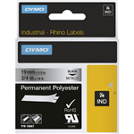DYMO 18487 RHINO INDUSTRIAL TAPE PERMANENT POLYESTER 19MM BLACK ON METALLIC