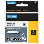 DYMO SD18488 RHINO INDUSTRIAL TAPE FLEXIBLE NYLON 12MM BLACK ON WHITE