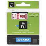 DYMO 45015 D1 LABELLING TAPE 12MM X 7M RED ON WHITE