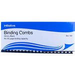 INITIATIVE PLASTIC BINDING COMB ROUND 21 LOOP 10MM A4 BLACK BOX 100