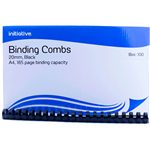 INITIATIVE PLASTIC BINDING COMB ROUND 21 LOOP 20MM A4 BLACK BOX 100