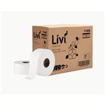 LIVI ESSENTIALS JUMBO ROLL TOILET EMBOSSED 2PLY 300M CARTON 8