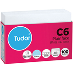 TUDOR C6 ENVELOPES SECRETIVE WALLET PLAINFACE STRIP SEAL POST OFFICE SQUARES 80GSM 114 X 162MM WHITE TRAY 100