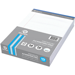 OLYMPIC PREMIUM WRITING PAD 8MM RULED 70GSM 50 LEAF A4 WHITE PACK 10