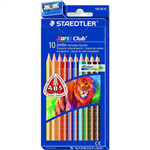 STAEDTLER 128 NORIS CLUB JUMBO TRIANGULAR COLOURED PENCILS ASSORTED BOX 10