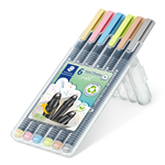 STAEDTLER TRIPLUS FINELINER WRITING PEN ASSORTED PASTEL COLOURS PACK 6