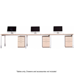 OBLIQUE HEIGHT ADJUSTABLE 3 PERSON STRAIGHT DESK 3600 X 750 X 720MM SNOW MAPLE