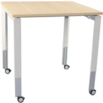 OBLIQUE HEIGHT ADJUSTABLE MEETING TABLE 900 X 900MM SNOW MAPLE