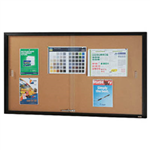 VISIONCHART BE NOTICED NOTICE CASE 2 SLIDING DOOR 1525 X 915MM BLACK FRAME CORK BACKING