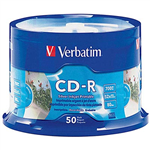 VERBATIM CDR 700MB 52X PRINTABLE SPINDLE SILVER PACK 50