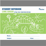 WRITER STUDENT NOTEBOOK 8MM DOUBLE RULEDGUIDE 32 PAGE 250 X 175MM LIME