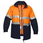 PRIME MOVER MJ777 HIVIS JACKET 2TONE 4IN1 WITH VEST REFLECTIVE TAPE ZIP ORANGE NAVY LARGE