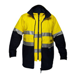 PRIME MOVER MJ777 HIVIS JACKET 2TONE 4IN1 WITH VEST REFLECTIVE TAPE ZIP YELLOW NAVY MEDIUM