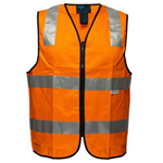 PRIME MOVER MW338 HIVIS COTTON VEST ZIPPER CLOSURE REFLECTIVE TAPE ORANGE LARGE