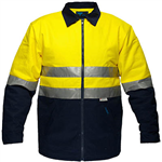 PRIME MOVER MJ987 COTTON DRILL JACKET QUILT PADDED WITH ZIP CLOSURE 2TONE YELLOW NAVY MEDIUM