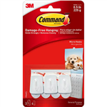 COMMAND ADHESIVE MICRO HOOKS WHITE PACK 3 HOOKS AND 4 STRIPS