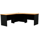 YS DESIGN OXLEY CORNER WORKSTATION COMPLETE 1800 X 1800 X 600 X 730MM BEECHIRONSTONE