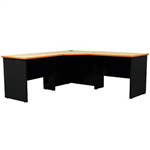 YS DESIGN OXLEY CORNER WORKSTATION COMPLETE 1800 X 1800 X 750 X 730MM BEECHIRONSTONE
