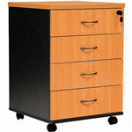 YS DESIGN OXLEY MOBILE PEDESTAL 4DRAWER LOCKABLE BEECHIRONSTONE