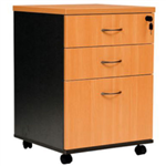 YS DESIGN OXLEY MOBILE PEDESTAL 3DRAWER LOCKABLE BEECHIRONSTONE