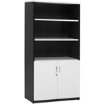 YS DESIGN OXLEY HALF DOOR STATIONERY CUPBOARD 900 X 450 X 1800MM WHITEIRONSTONE
