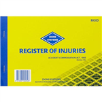 ZIONS ROID REGISTER OF INJURIES BOOK VIC 145 X 210MM